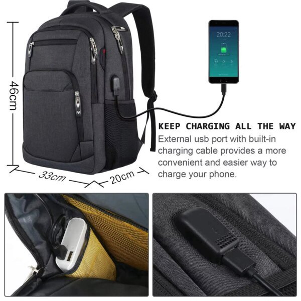 Men's Travel Camera Backpack Waterproof Large Capacity Ergonomic Design - Image 3