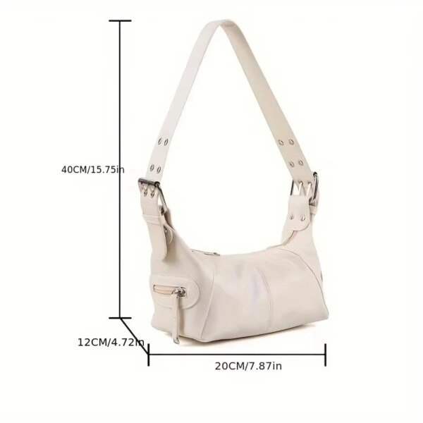 Women's Underarm Drag Bag Niche Leather Zipper Single Shoulder Handbag - Image 3