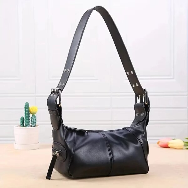 Women's Underarm Drag Bag Niche Leather Zipper Single Shoulder Handbag - Image 6