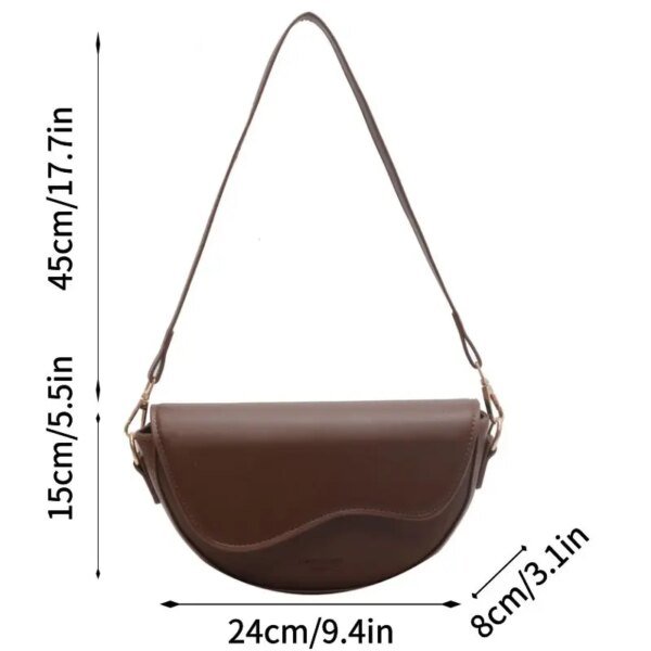 Vintage Women's Leather Saddle Bag Chain Shoulder Underarm - Image 2