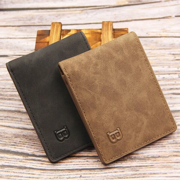 Men's Slim PU Leather Wallet Small Zipper Coin Amp Card Holder - Image 6