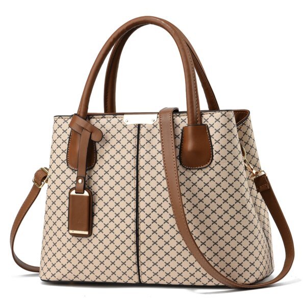 Elegant Flower Plaid Satchel Handbag - Image 3