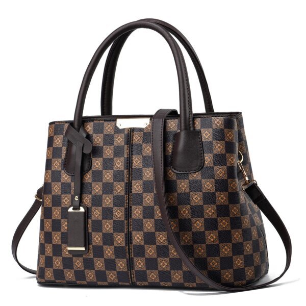 Elegant Flower Plaid Satchel Handbag - Image 5