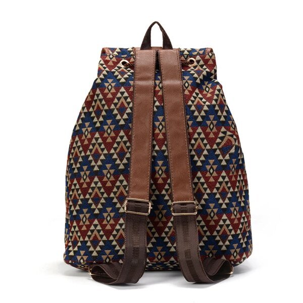 Women's Foral Printed Canvas Backpack - Image 3