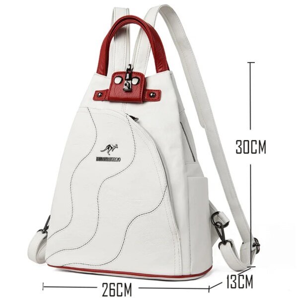 Women's Leather Backpack Zipper Travel & School Bag for Girls - Image 2