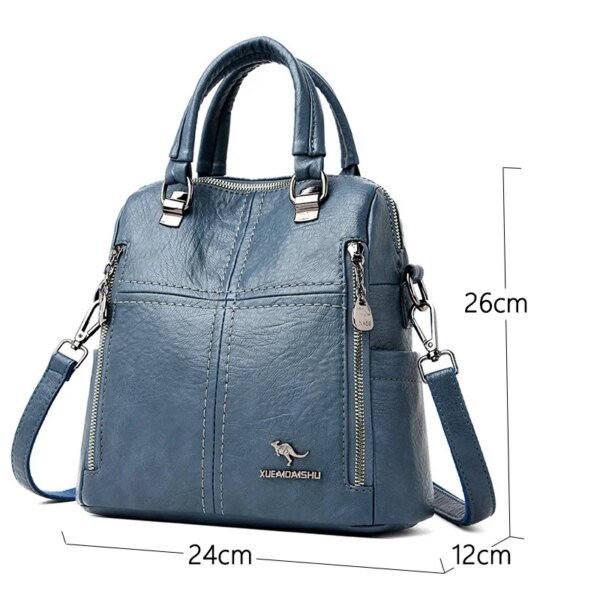 Women's Leather Backpack High-Quality Multifunction Travel School Bag - Image 4