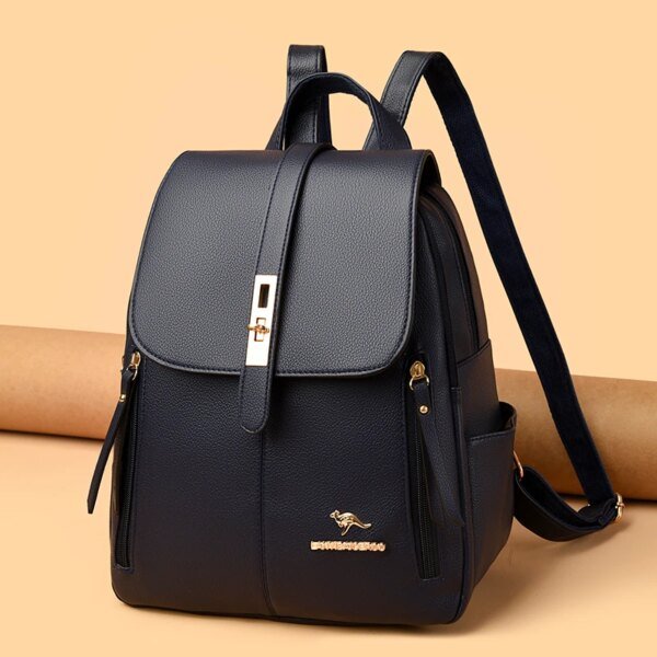 Black Vintage Leather Backpack for Women & Girls - Image 6