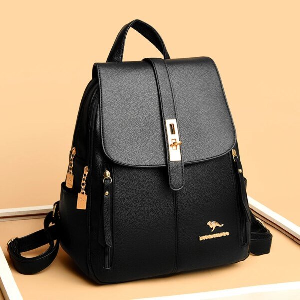 Black Vintage Leather Backpack for Women & Girls