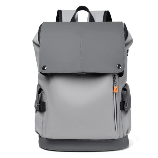 Men's Waterproof PU Leather Laptop Backpack Large Business Bag with USB - Image 4