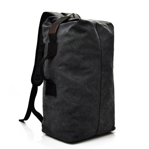 Men's Canvas Travel Backpack Large Capacity Mountaineering Bucket Shoulder Bag - Image 3