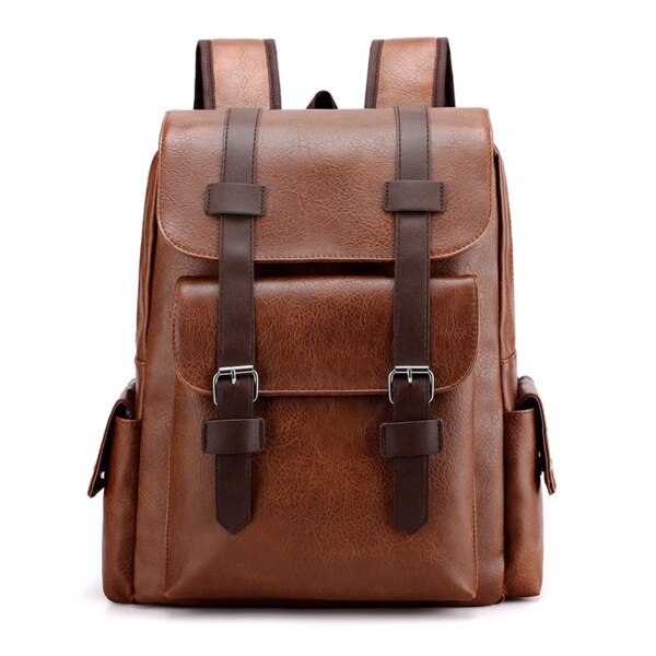 Men's PU Leather Laptop Backpack - Image 5