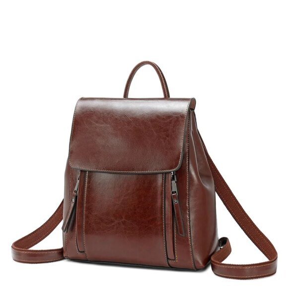 Women's Genuine Leather Crossbody Messenger Backpack - Image 3