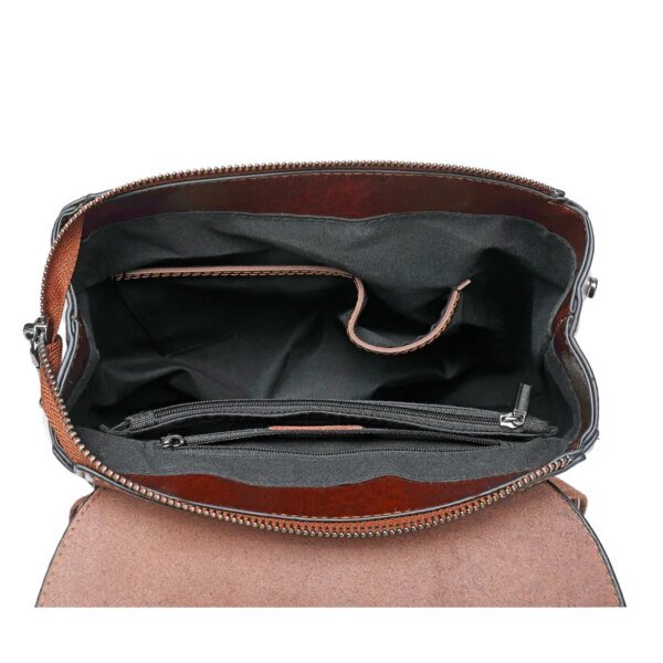 Women's Genuine Leather Crossbody Messenger Backpack - Image 6