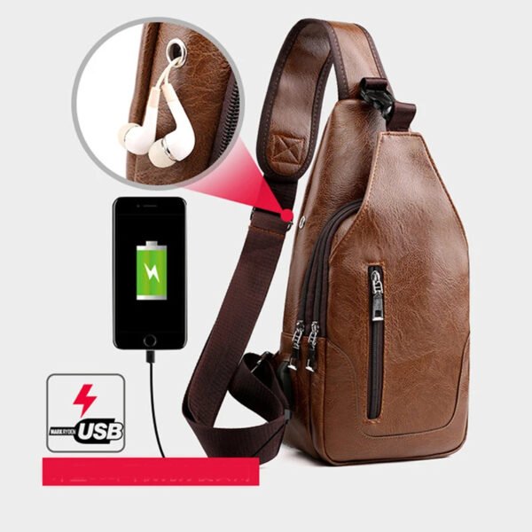 Luxury Leather Messenger Bag Men's Vintage Crossbody Sling Pack - Image 9