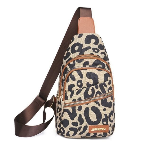 Leopard Print Crossbody Sling Bag with Headphone Jack - Image 6