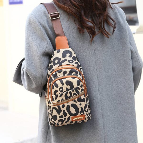 Leopard Print Crossbody Sling Bag with Headphone Jack - Image 7