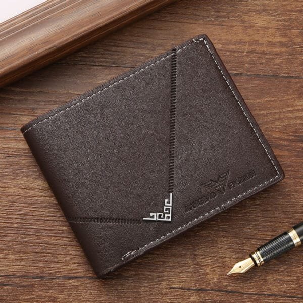 Men's Simplicity Multi-card-slot Lychee Pattern Short Wallet - Image 4