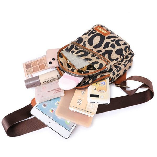 Leopard Print Crossbody Sling Bag with Headphone Jack - Image 4