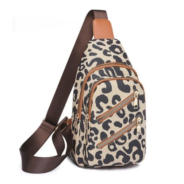 Leopard Print Crossbody Sling Bag with Headphone Jack - Image 5