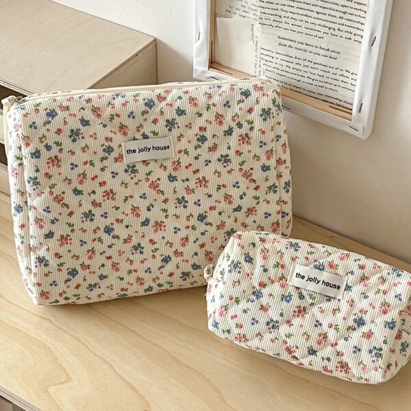 Fashion Vintage Flower Makeup Bag Cotton Tote Travel Organizer - Image 6