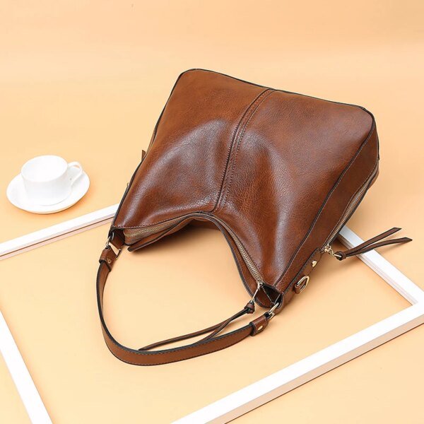 Women's PU Leather Handbag Fashionable Vintage Shoulder Bag - Image 3