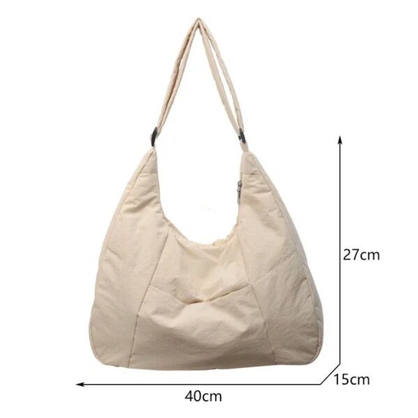 Trendy Women's Soft Cloth Shoulder Bag Solid Color Casual Style Crossbody - Image 6