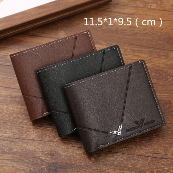 Men's Simplicity Multi-card-slot Lychee Pattern Short Wallet - Image 5