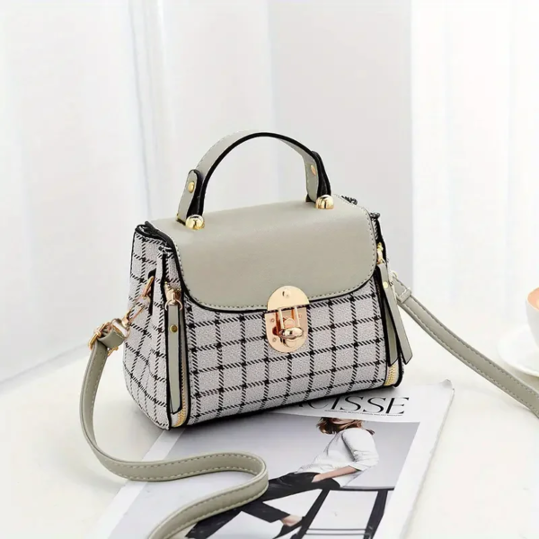 Women's Plaid PU Leather Crossbody Buckle Flap Purse - Image 5