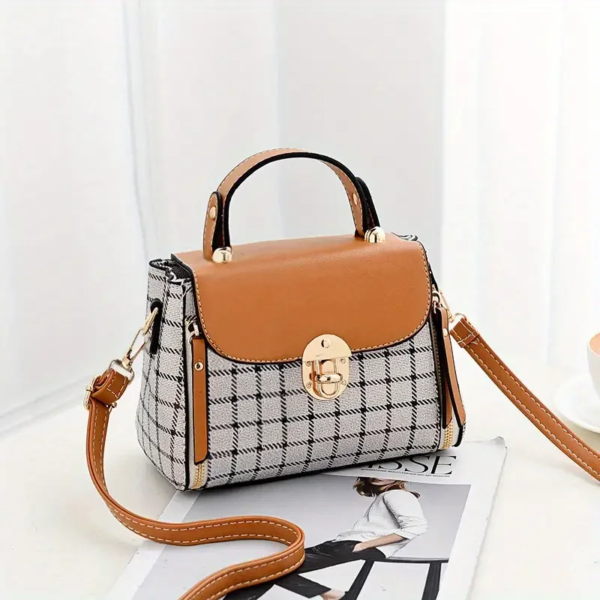 Women's Plaid PU Leather Crossbody Buckle Flap Purse - Image 4