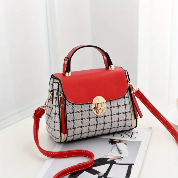 Women's Plaid PU Leather Crossbody Buckle Flap Purse - Image 2