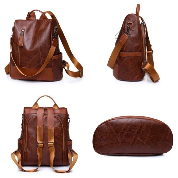 Women's Vintage Leather Backpack College Travel School Bag - Image 5