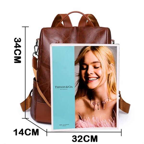 Women's Vintage Leather Backpack College Travel School Bag - Image 4