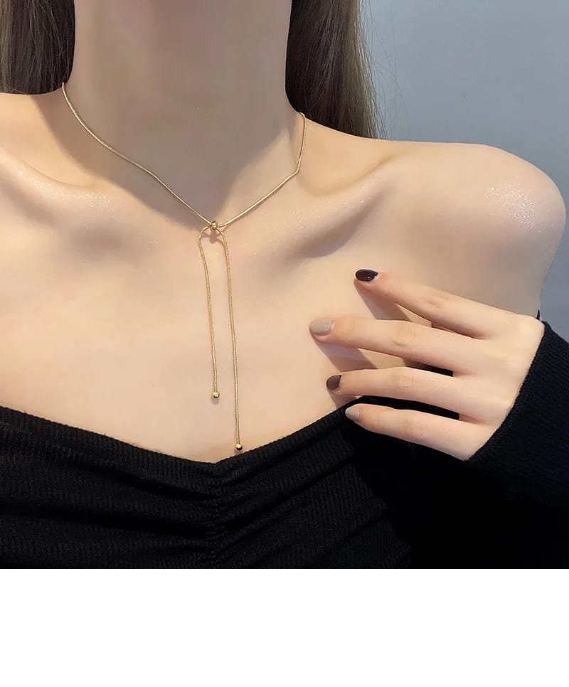 DIEYURO Stainless Steel Retro Creative Unique Design Adjustable Necklace Female Fashion Simple All-match Gold Clavicle Chain