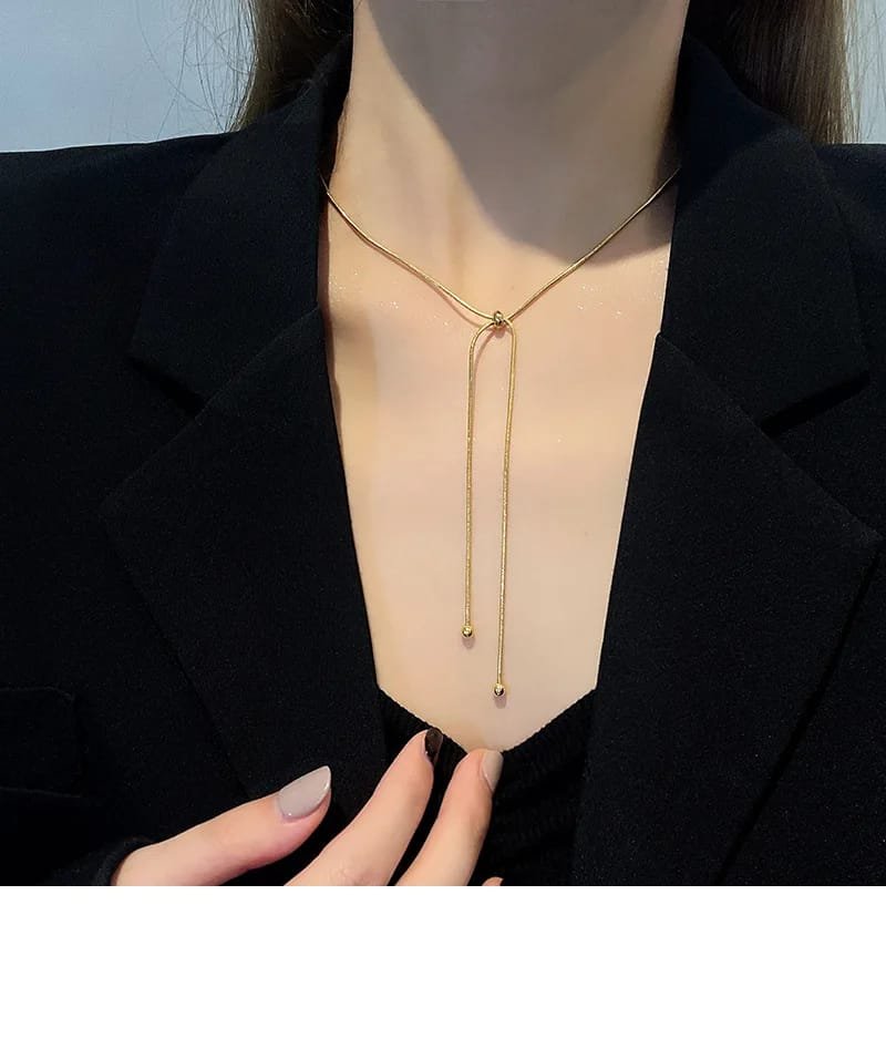 DIEYURO Stainless Steel Retro Creative Unique Design Adjustable Necklace Female Fashion Simple All-match Gold Clavicle Chain