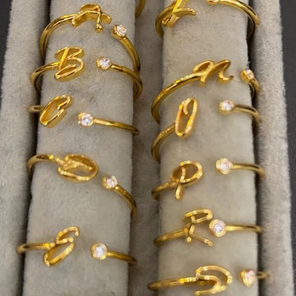 A–Z Initial Adjustable Ring Gold Stainless Steel 2025 Trend for Women amp Couples - Image 2