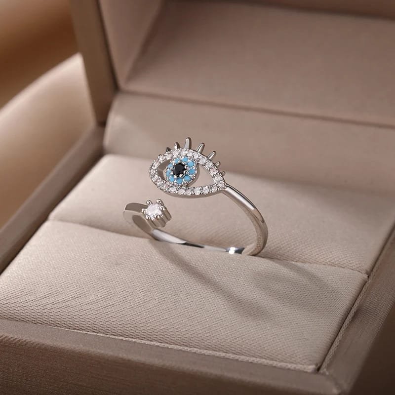 Lovely Turkish Evil Eye Ring Adjustable Gold Stainless Steel Trend for Women Couples - Image 3