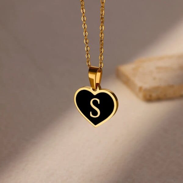 Cute Women Initial Letter Necklace Heart Pendant Alphabet Jewelry In Stainless Steel - Image 3