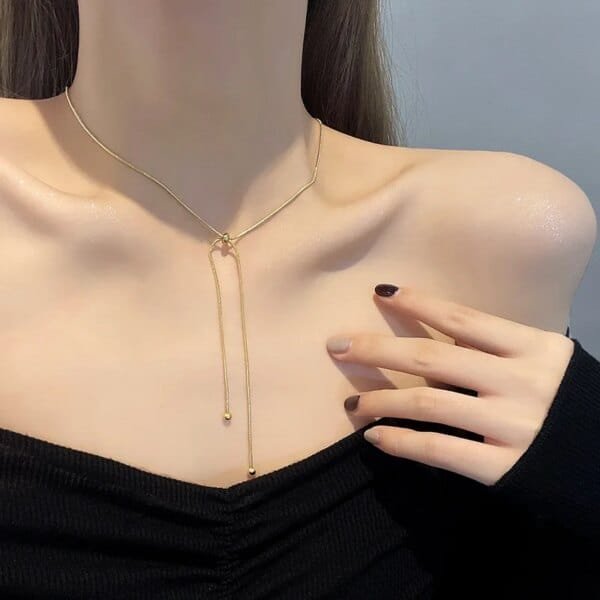 Adjustable Retro Necklace Gold Stainless Steel Clavicle Chain For Women - Image 4