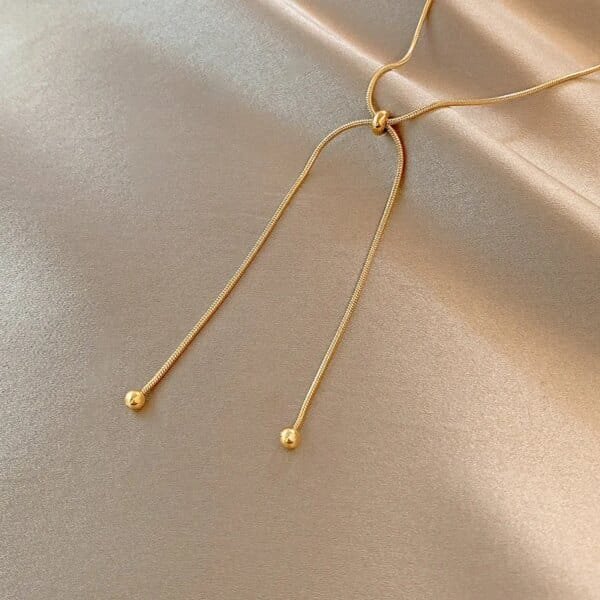 Adjustable Retro Necklace Gold Stainless Steel Clavicle Chain For Women - Image 5