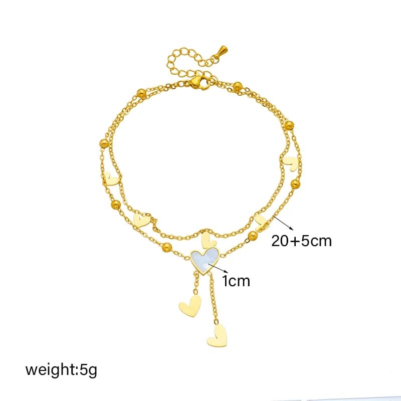 Heart Love Anklet – 316L Stainless Steel Multi-Layer Chain For Women - Image 2