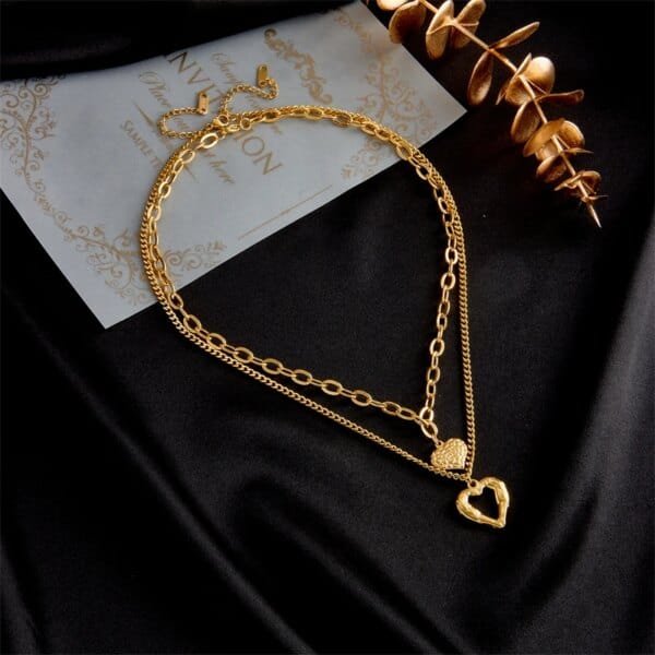 Small 2-Love Pendant Necklace –316L Stainless Steel High-End Non-Fading Jewelry - Image 3