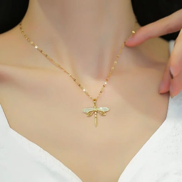 Women Dragonfly Pendant Stainless Steel- 316L-Necklace Clavicle Chain - Image 2