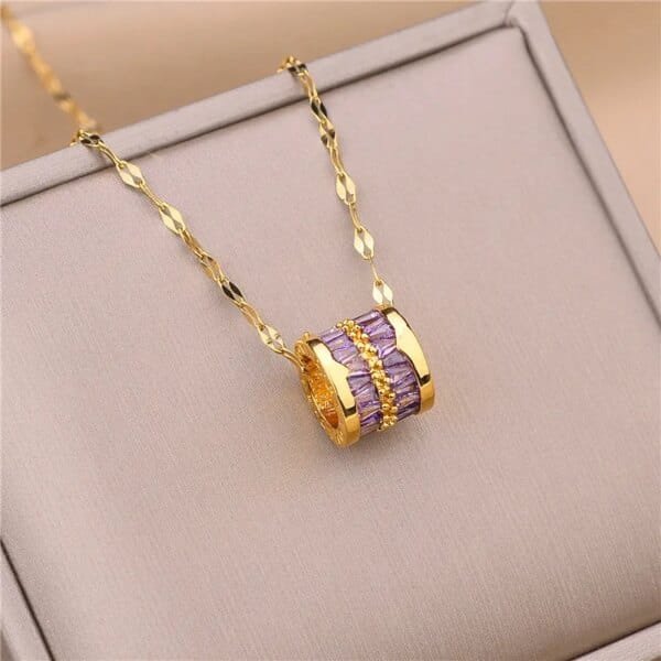 3-Color Round Pendant Necklace – 316L Stainless Steel Minimalist Jewelry For Women - Image 2