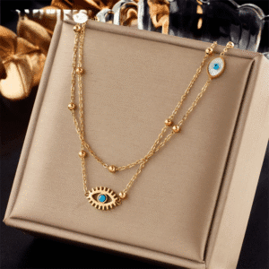 Eye Pendant Necklace -2-in-1 Multilayer 316L Stainless Steel Chain