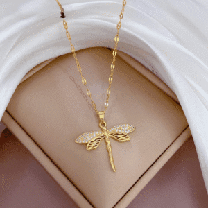 Women Dragonfly Pendant Stainless Steel- 316L-Necklace Clavicle Chain