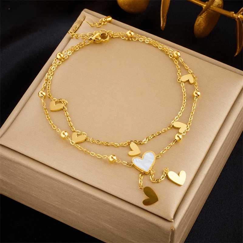 Heart Love Anklet – 316L Stainless Steel Multi-Layer Chain For Women