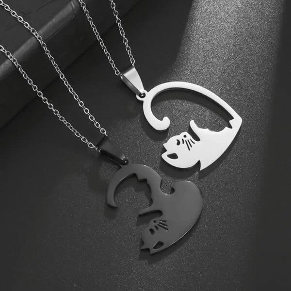 Hot Hugging Cat Couple Necklace Stainless Steel BFF Pendant Jewelry - Image 5