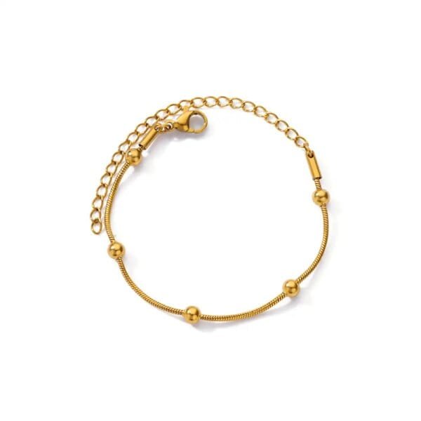 Gold Beaded Snake Chain Bracelet for Women Stainless Steel Geometric Luxury Wedding Jewelry Gift - Image 6