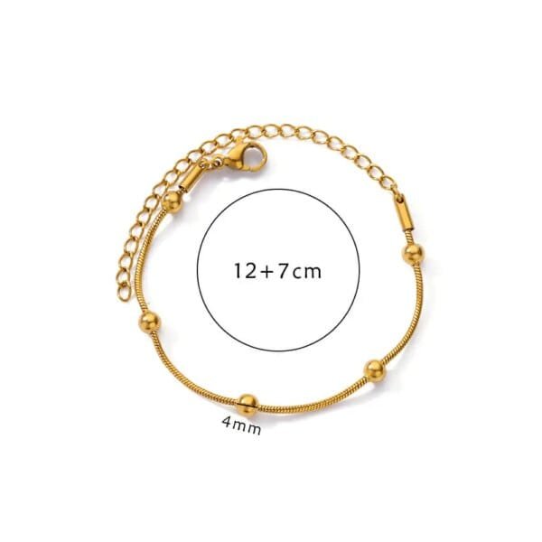 Gold Beaded Snake Chain Bracelet for Women Stainless Steel Geometric Luxury Wedding Jewelry Gift - Image 5