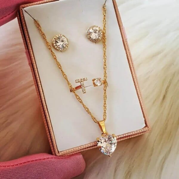 Gold Plated Heart Necklace for Women Stainless Steel Zircon Pendant Choker Wedding Boho Jewelry Gift - Image 2